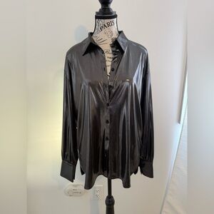 Anthropologie Metallic Black Shirt